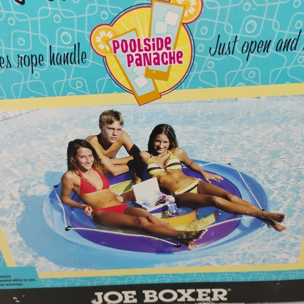 Joe Boxer Inflatable Pool Raft 72" x 72" Fun Island - New Inside, Box Has Wear - Picture 4 of 9